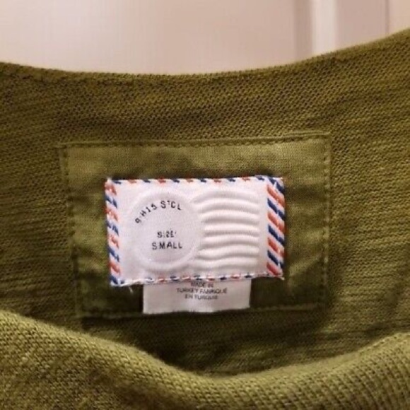 Anthropologie Postmark Olive Green One Shoulder Ruffle Long Sleeve Top Shirt Sm - Picture 3 of 7